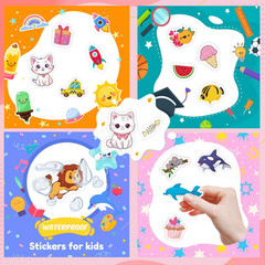 36 Sheets 800+ Vinyl Stickers for Kids Scrapbooking Animals Dinosaurs Fruits Car