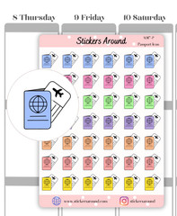 Pastel Passport Icon Planner Sticker, Boarding Pass Icon, Calendar & Journal