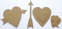 {3 Sets} *CLASSIC ICONS* Hearts, Flourish, Arrow, Fleur De Lis Chipboard Die Cut