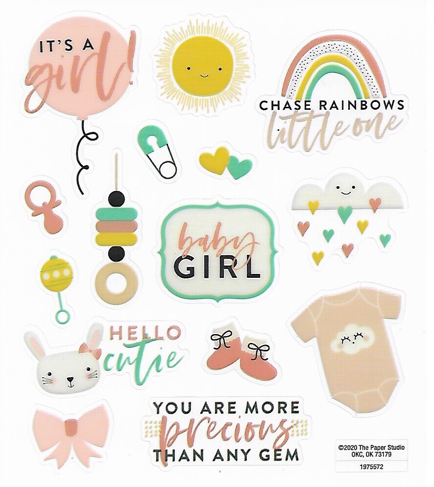 15 Precious Little One Baby Girl Scrapbook Craft Stickers
