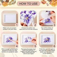 Festive Floral Stickers – 12 Rub on Transfers for Charming Indoor & Outdoor Use