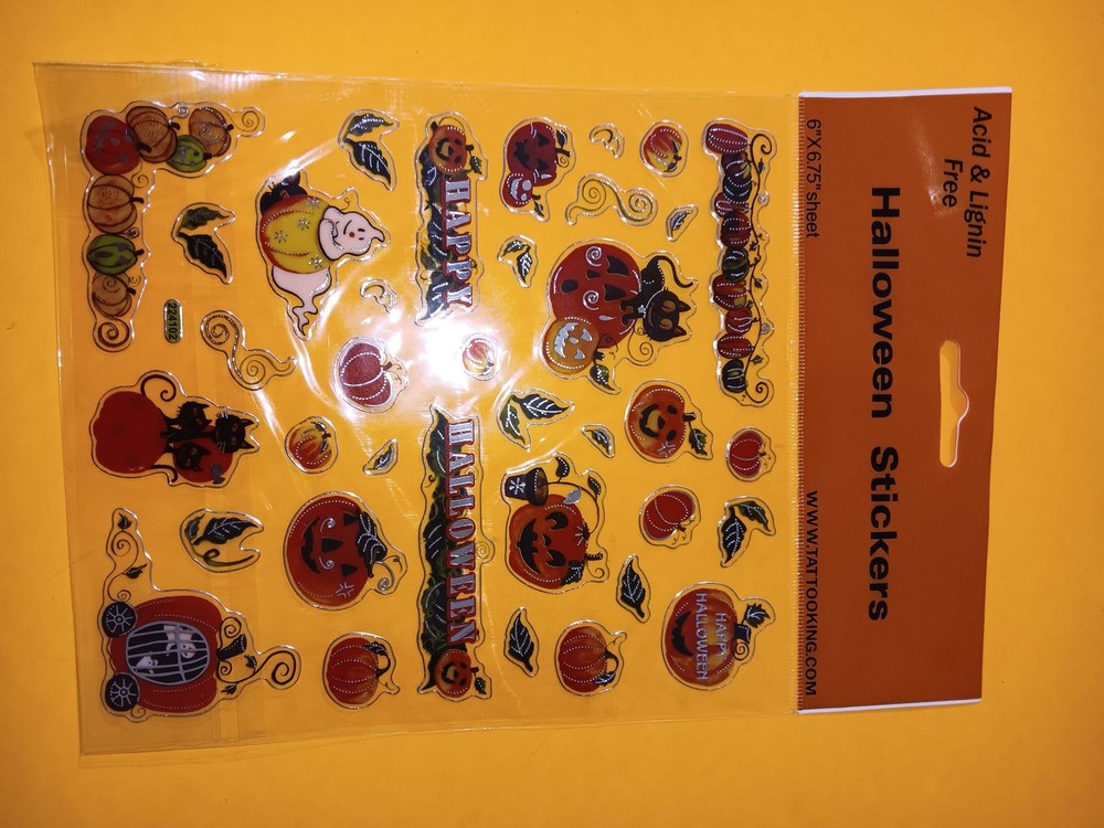 Halloween Stickers Pack Acid Free Puffy Pumpkin Jack O Lantern Ghost Sheet