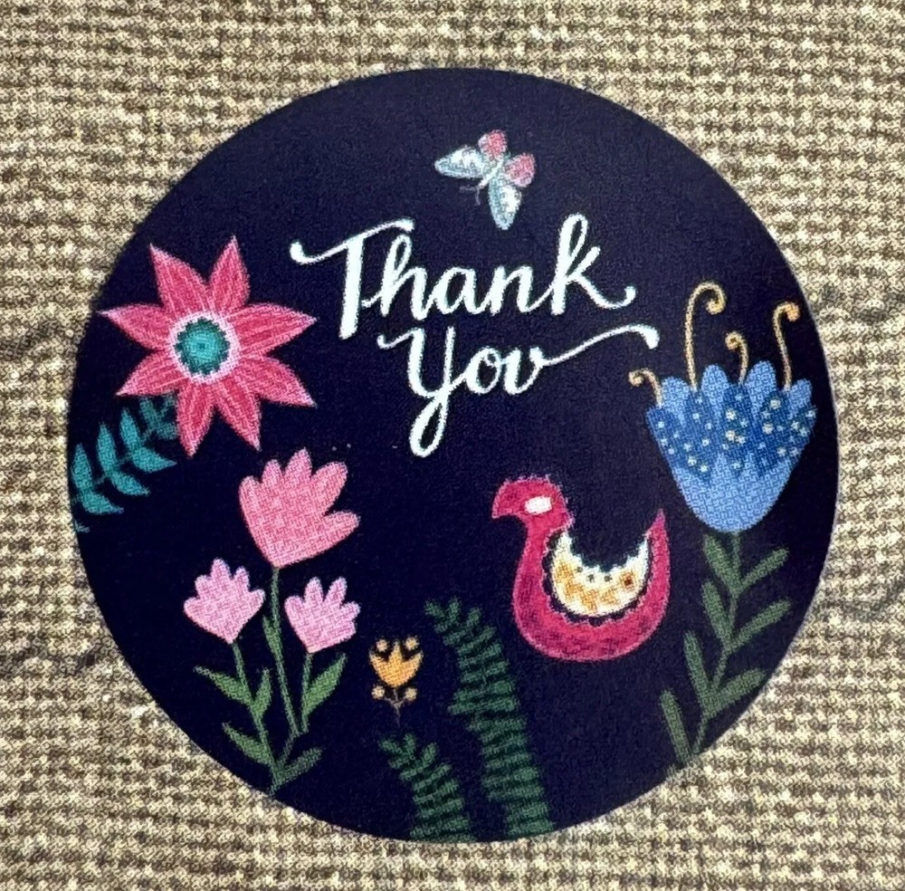 30 THANK YOU Round Stickers Flowers Multi-Color Gift Stickers 1” 6 Designs