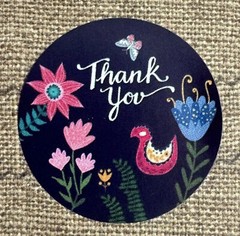 48 THANK YOU Round Stickers Flowers Multi-Color Gift Stickers 1” 6 Designs