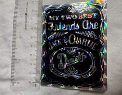 Vintage 1980s Best Friends Charlie & Jack Daniels Prismatic Sticker Black Shiny