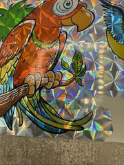 Vintage 80’s Mark 1 Chicago Tropical Birds Chrome Prism Sticker Sheet