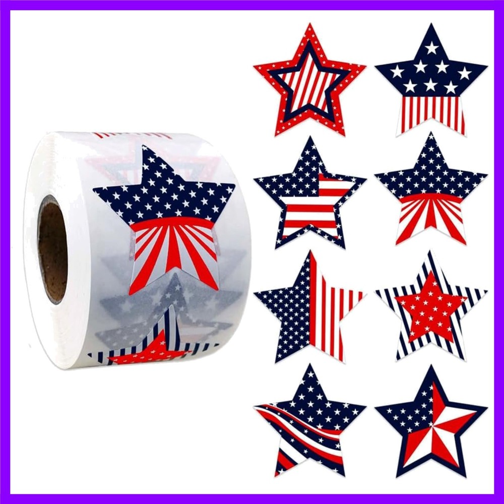 500 Pcs 4Th of July Patriotic Stickers 1.5Inch American Flag Sticker USA Fourth