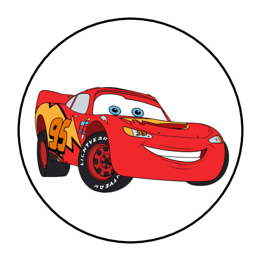 30 CARS STICKERS ENVELOPE SEALS LABELS 1.5″ ROUND LIGHTNING MCQUEEN CUSTOM MADE