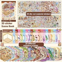 20 Sets Custom DIY 3D Sticker Scene Crafts Collection Book for Adults