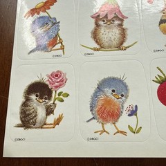 Vintage 80s Drawing Board DBGCI STICKER SHEET – CUTE BIRDS – FUN Perk Ups 19-063