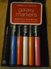 American Crafts Galaxy Markers Broad Point 5/Pkg-Blue,Red,White,Orange&Pink-new