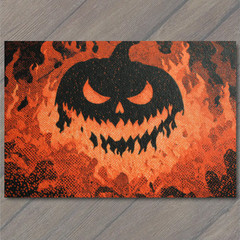 STICKER Creepy Pumpkin Halloween Gothic Orange Black Haunted Scary
