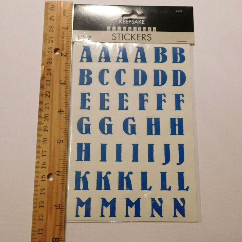 Keepsake Essentials Stickers Lot 2 Sheets Package ~ABC Blue Uppercase Letters~