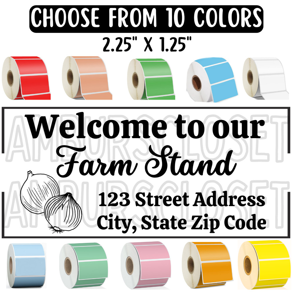 50 CUSTOM FARM STAND STICKERS with ADDRESS 2.25″ LABELS SEALS SCRATCH RESISTANT
