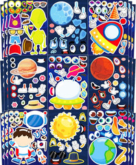 36 Pcs Cupcake Make-A-Face Sticker Sheets | Mix & Match Ice Cream Dessert Party