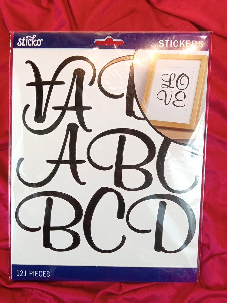 PEEL & STICK Sticko Alphabet Stickers 121/Pkg-Script – Extra Large 2.75″ LETTER