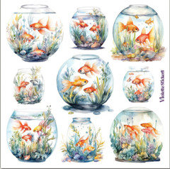 Violette Stickers Goldfish Fish Bowl Crafts Planner Supply Scrapbook