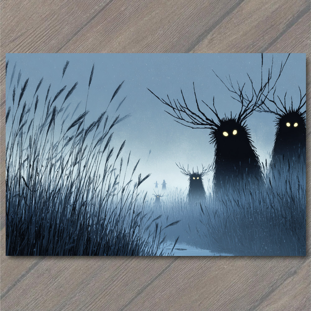 STICKER Shadow Creatures Glowing Eyes Foggy Field Creepy Halloween Night