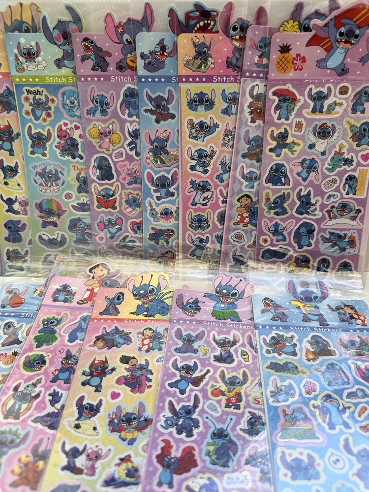 Stitch Stickers 8 Sheets! Over 100 pc Characters Stitch, LILO, Crafting Glitter