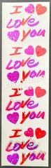 HAMBLY STUDIOS PRISMATIC / GLITTER STICKERS * I LOVE YOU * HEARTS * VINTAGE RARE