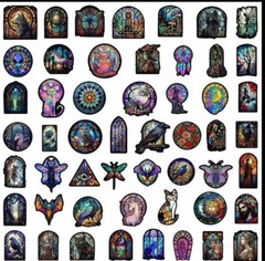 10pcs Elegant Stain Glass Window Stickers- Scrapbook, Journal, DIY Cards & Craft