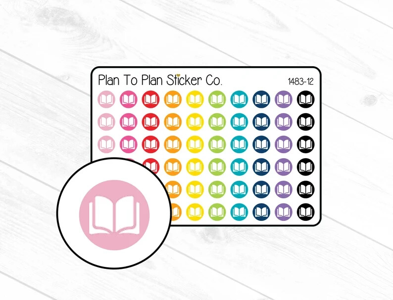 1483-12 Books Icon Planner Stickers.