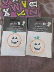 Studio G Halloween Scrapbook Kit Lot 6PC Chipboard Stickers Gems Pumpkin