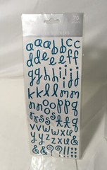 4 PACKAGES WHITE BLOSSOM GLITTER ALPHABET LETTER STICKERS / BLUE / SILVER / NEW
