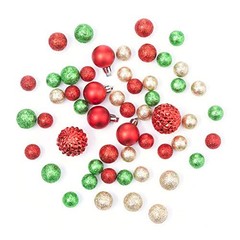 Red Green and Champagne Christmas Floral Filler Balls Pack of 54 Pieces