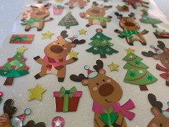 CHRISTMAS CRAFTS CHRISTMAS REINDEER STICKERS 36 PCS REINDEER, TREES, PRESENTS