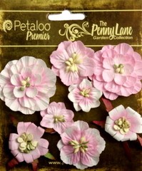 Mixed Blossoms SOFT PINK 8 Paper Flowers 25-45mm across Penny Lane Petaloo X A