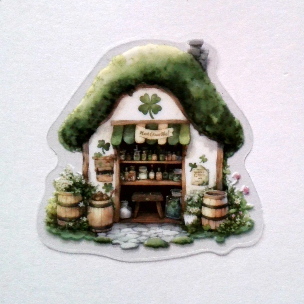 Cottage Style Fairy Tale House Clear Vinyl Decal Sticker Water Resistant Laptop