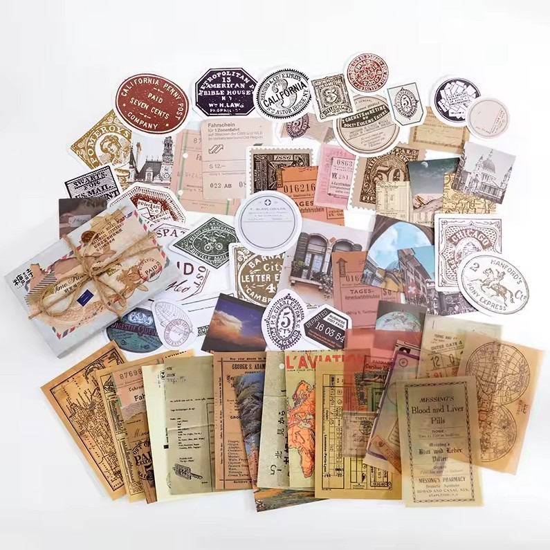 Travel Adventure 60-Piece Mixed Material Pack Ephemera Scrapbook Journal