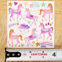 Pink Unicorn Stickers – Colorful Fantasy Sticker Sheet – Crafts & Scrapbooks