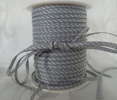 MAY ARTS RIBBONS~SOLID DIAGONAL STRIPE~GRAY & WHITE~1/8TH INCH WIDE X 3 YARDS!