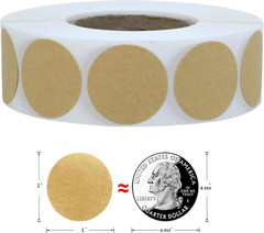 1000PCS Kraft Circle Stickers, 1 Inch round Blank Garage Sale Price Stickers, Kr