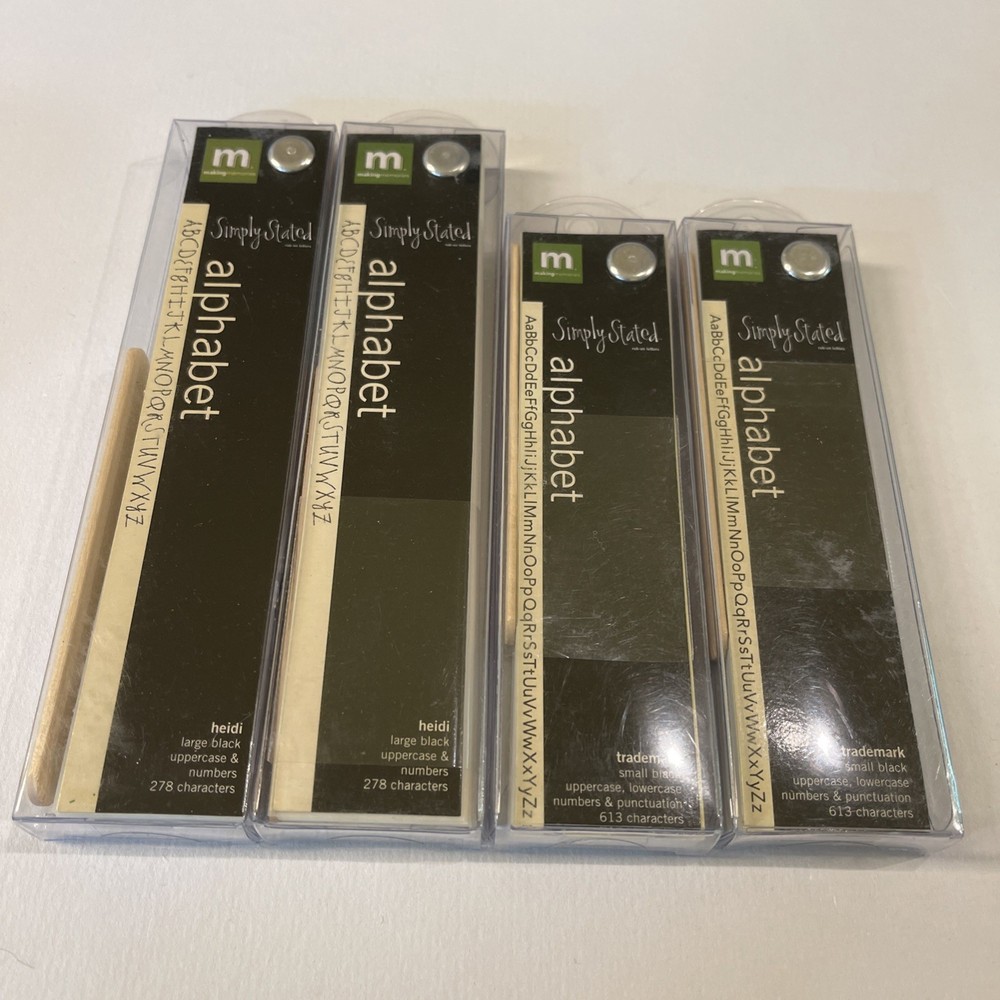 4-Making Memories Simply Stated Rub On Large / Small Black Alphabet Sets. NEW!!