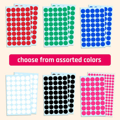 2000 Pack, 3/4″ round Colored Dot Stickers Circle Labels – White