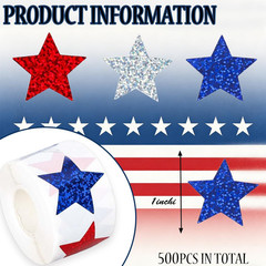 500 Pcs 4Th of July Stickers 1In American Sticker Fourth of July Label Red