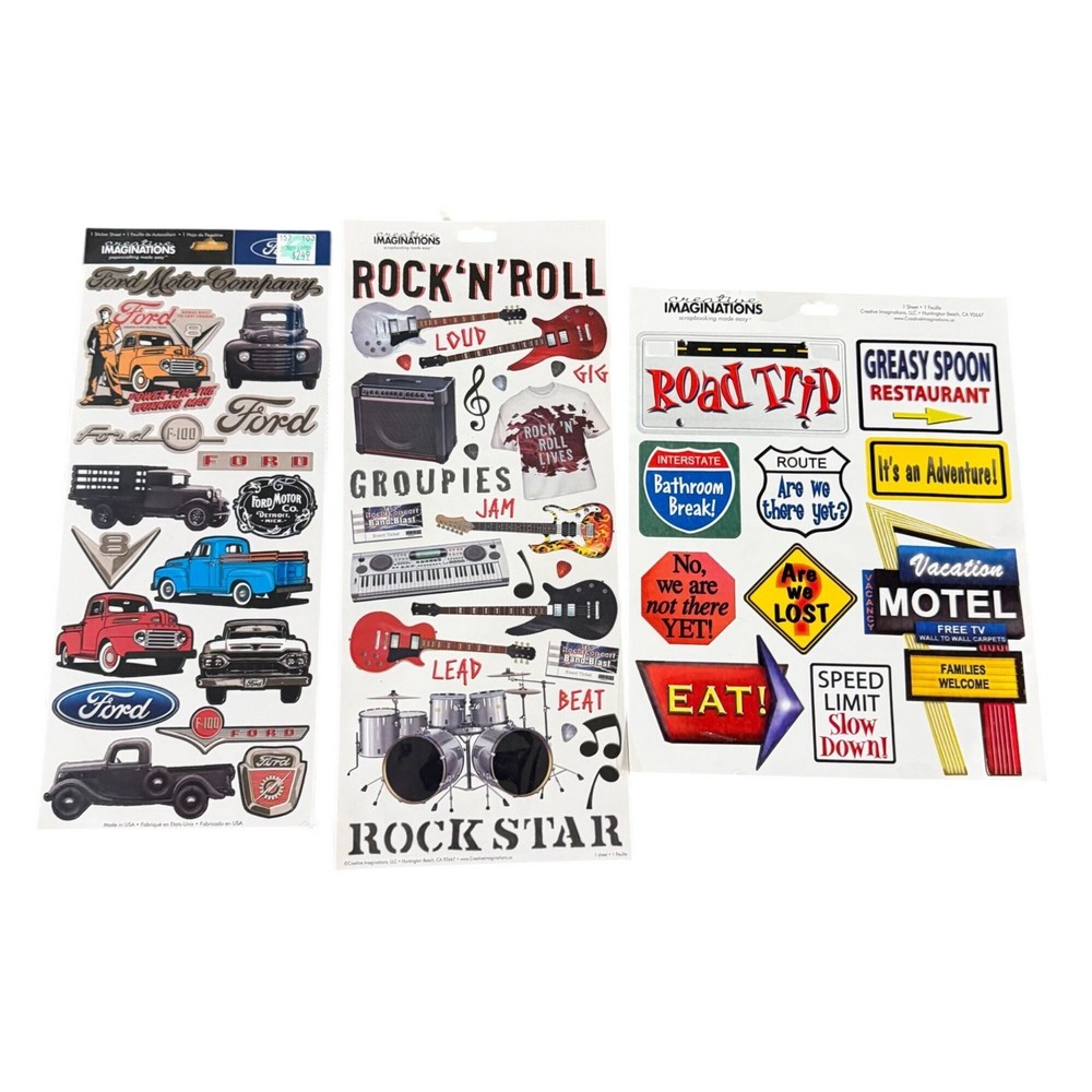 Creative Imaginations Scrapbook Stickers Set Ford Trucks Rock N Roll Road Trip