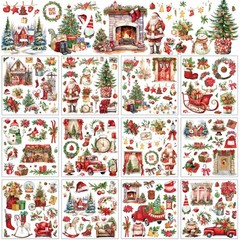 Rustic Christmas Rub on Transfers 12 Sheets Furniture Craft Decorative