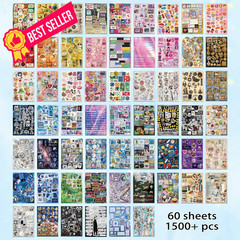 Bomichi Cute Sticker Book 60 Sheets 1500 Plus Count Cat & Heavy Metal 2 in 1