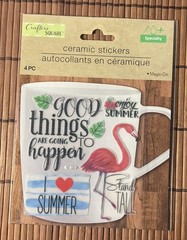 Crafter’s Square Summer Flamingo Glass & Ceramic Stickers – Lot of 2