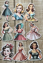 Retro ladies junk journal fussy cuts journal card making die cuts set of 15