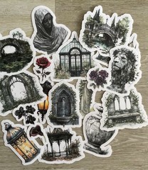 18 Gothic Garden Junk Journal Stickers Scrapbook Supply Papercraft Ephemera