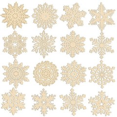 32 Set Christmas Hanging Natural Unfinished Wood Snowflake Cutouts Ornaments …