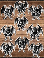 Black and White Demon Cut Vinyl Stickers Set Scrapbooking Laptop Waterbottle