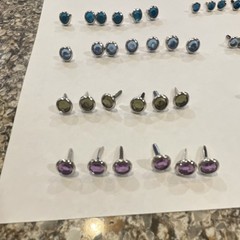 Stampin’ Up! Ice Circles Rhinestone Brads Blue Purple Silver Green Split Pins