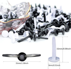 200pcs 8x15mm Black and White Metal Brads Paper Fastener Brads Scrapbooking Card