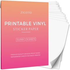 ZICOTO Premium Printable Vinyl Sticker Paper – Glossy White 8.5 x 11 inch…